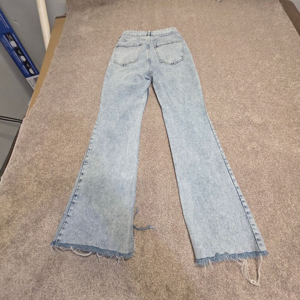 Old Navy High Rise Flare Jeans Women's Size 2 Acid Wash Raw Hem Light Blue Denim